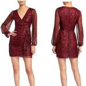 Parker Carole V-Neck Long-Sleeve Side-Drape Dress